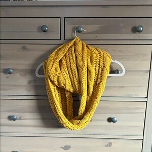 Cozy Mustard Yellow Knit Infinity Scarf